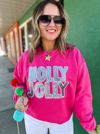 Holly Jolly Sequin Sweatshirt-Al + Gray-Shop Anchored Bliss Women's Boutique Clothing Store