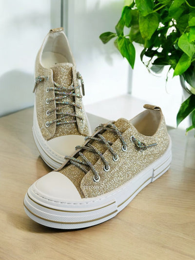 Queen of Everything Sneakers • Gold-Brittany Carl-Shop Anchored Bliss Women's Boutique Clothing Store