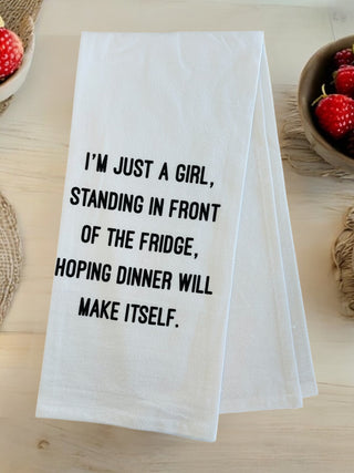 I’m Just A Girl Tea Towel-Brittany Carl-Shop Anchored Bliss Women's Boutique Clothing Store