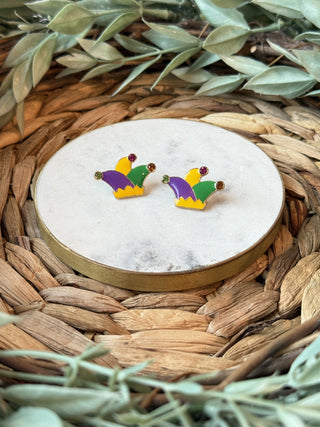 Mardi Gras Jester Stud Earrings-Something Special LA-Shop Anchored Bliss Women's Boutique Clothing Store