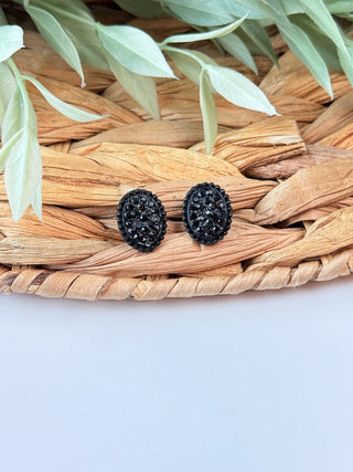 Alexis Oval Stud Earrings • Black-Sammi-Shop Anchored Bliss Women's Boutique Clothing Store