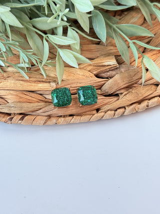 Nikki Shimmer Stud Earrings • Green-Sammi-Shop Anchored Bliss Women's Boutique Clothing Store