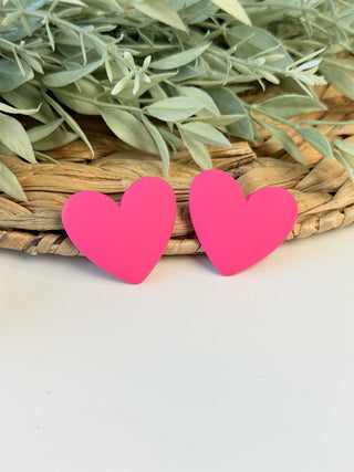 Matte Heart Earrings • Fuchsia-Something Special LA-Shop Anchored Bliss Women's Boutique Clothing Store