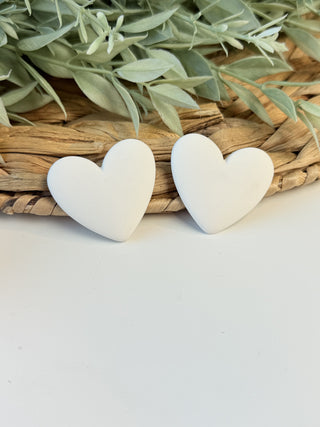 Matte Heart Earrings • White-Something Special LA-Shop Anchored Bliss Women's Boutique Clothing Store