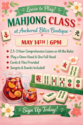 Mahjong Class • May 14th at 6pm-Anchored Bliss Boutique-Shop Anchored Bliss Women's Boutique Clothing Store