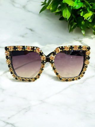 Bulldog Spirit Rhinestone Studded Sunglasses-Song Lily-Shop Anchored Bliss Women's Boutique Clothing Store