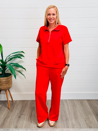 In Good Taste Scuba Lounge Set • Ruby Red-Zenana-Shop Anchored Bliss Women's Boutique Clothing Store