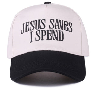 Jesus Saves I Spend Embroidered Cap • Black-Zenana-Shop Anchored Bliss Women's Boutique Clothing Store