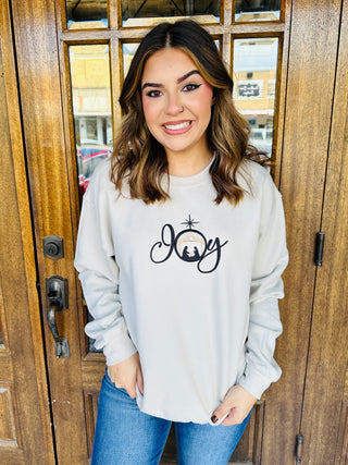 Joy Nativity Embroidered Sweatshirt-Harps & Oli-Shop Anchored Bliss Women's Boutique Clothing Store