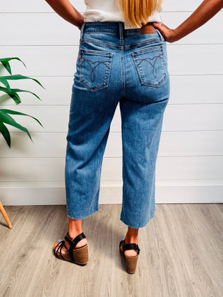 Judy Blue Let Me See Wide Leg Cropped Denim Jeans-Judy Blue-Shop Anchored Bliss Women's Boutique Clothing Store