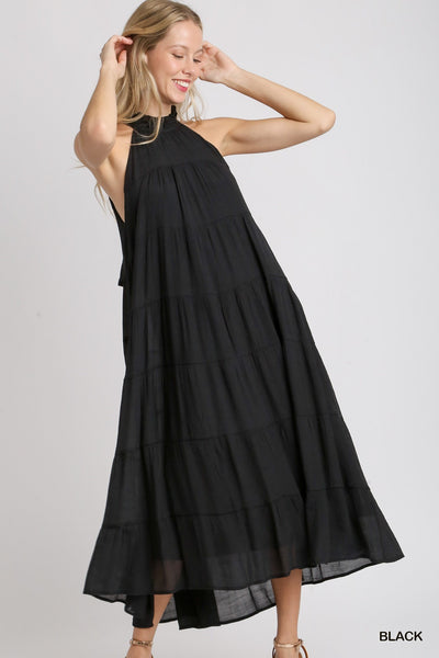 While We Wait Tiered Maxi Dress • Black-Tracy Zelenuk-Shop Anchored Bliss Women's Boutique Clothing Store