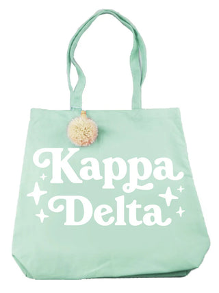 Sorority Retro Pom Pom Tote Bag-Sorority Shop-Shop Anchored Bliss Women's Boutique Clothing Store