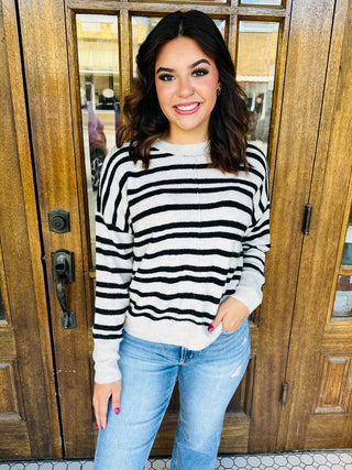 Know You Best Striped Front Seam Sweater • Cream-Blu Pepper-Shop Anchored Bliss Women's Boutique Clothing Store