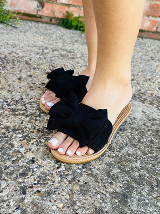 Let’s Meet Up Bow Sandals • Black-JP Original Corp-Shop Anchored Bliss Women's Boutique Clothing Store