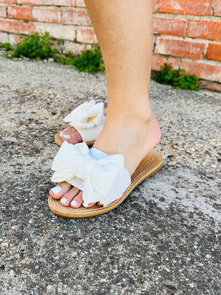 Let’s Meet Up Bow Sandals • Ivory-JP Original Corp-Shop Anchored Bliss Women's Boutique Clothing Store