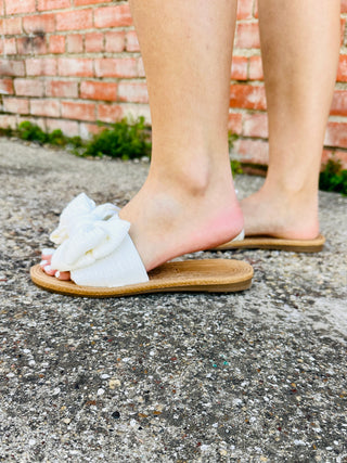 Let’s Meet Up Bow Sandals • Ivory-JP Original Corp-Shop Anchored Bliss Women's Boutique Clothing Store