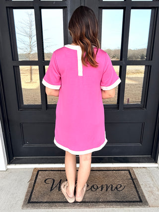 Living For It Scuba Mini Dress • Pink-Stacey Kluttz-Shop Anchored Bliss Women's Boutique Clothing Store