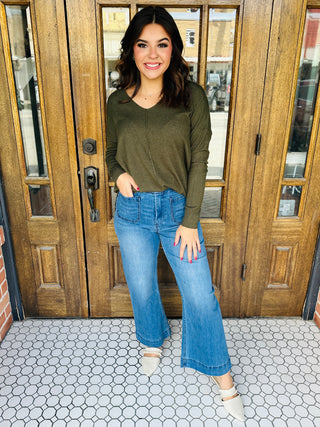 Living the Dream Sweater • Olive-Zenana-Shop Anchored Bliss Women's Boutique Clothing Store