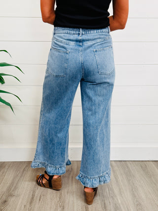 Look Like You Love Me Ruffle Hem Denim Jeans • Mineral Washed-EESome-Shop Anchored Bliss Women's Boutique Clothing Store