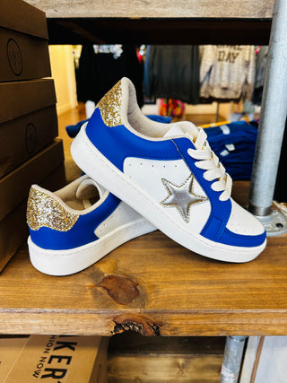 Loud and Proud Game Day Sneakers • Blue & Gold-Makers Shoes-Shop Anchored Bliss Women's Boutique Clothing Store