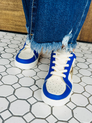 Loud and Proud Game Day Sneakers • Blue & Gold-Makers Shoes-Shop Anchored Bliss Women's Boutique Clothing Store