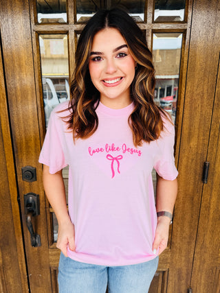 Love Like Jesus Embroidered Graphic Tee-Harps & Oli-Shop Anchored Bliss Women's Boutique Clothing Store