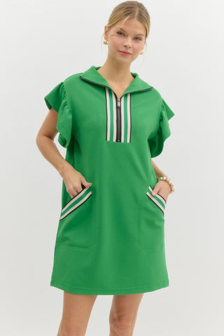 Love Without Limits Flutter Sleeve Dress • Green-Entro-Shop Anchored Bliss Women's Boutique Clothing Store