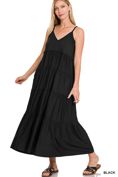 Hooked On You V-Neck Maxi Dress • Black-Zenana-Shop Anchored Bliss Women's Boutique Clothing Store