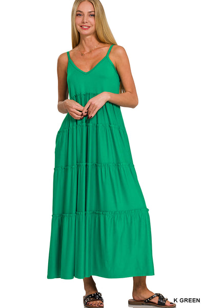 Hooked On You V-Neck Maxi Dress • Kelly Green-Zenana-Shop Anchored Bliss Women's Boutique Clothing Store