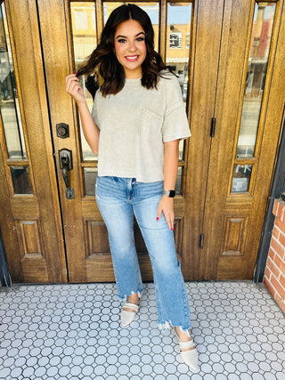 Made My Change Mineral Washed Ribbed Pocket Top • Khaki-Blu Pepper-Shop Anchored Bliss Women's Boutique Clothing Store
