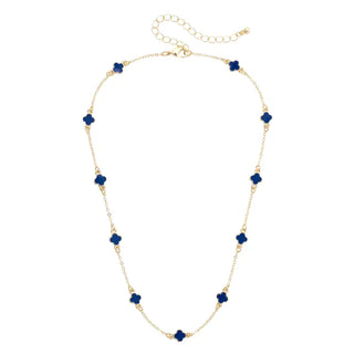 Margaret Dainty Clover Necklace • Navy-Canvas Style-Shop Anchored Bliss Women's Boutique Clothing Store