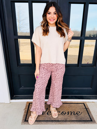 Move With Purpose Ruffle Hem Leopard Denim Jeans-Entro-Shop Anchored Bliss Women's Boutique Clothing Store