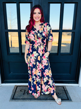 On The Go Navy Floral Tiered Midi Dress-Oddi-Shop Anchored Bliss Women's Boutique Clothing Store