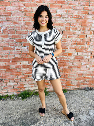 Never Stop Trying Striped Set • Black-Blu Pepper-Shop Anchored Bliss Women's Boutique Clothing Store