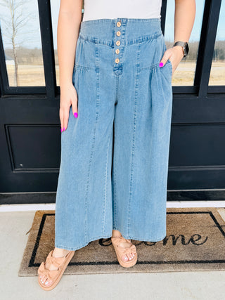 Never Too Far Wide Leg Denim Pants-Umgee-Shop Anchored Bliss Women's Boutique Clothing Store
