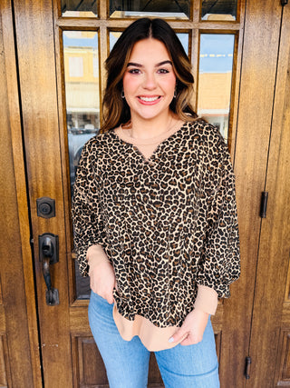 Nice to Know You Leopard Print Pullover Top • Brown-Very J-Shop Anchored Bliss Women's Boutique Clothing Store