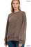Go Easy on Me Acid Washed Hi Low Pullover • Brown-Zenana-Shop Anchored Bliss Women's Boutique Clothing Store