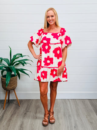 Outstanding Love Floral Print Mini Dress • Fuchsia-Umgee-Shop Anchored Bliss Women's Boutique Clothing Store