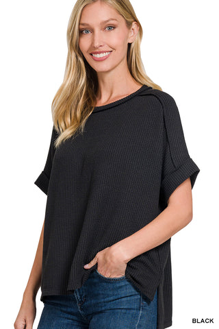 Catching Feelings Corded Top • Black-Zenana-Shop Anchored Bliss Women's Boutique Clothing Store