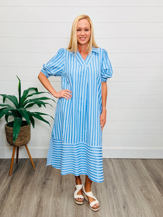 Ray of Sunshine Maxi Dress • Blue-Umgee-Shop Anchored Bliss Women's Boutique Clothing Store