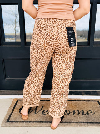 Risen Letting Loose Slouchy Cropped Barrel Denim Jeans • Brown Leopard Print-Risen-Shop Anchored Bliss Women's Boutique Clothing Store