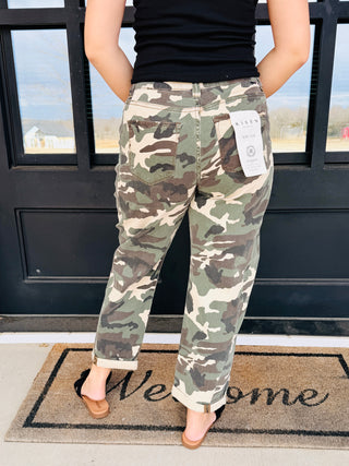 Risen Letting Loose Slouchy Cropped Barrel Denim Jeans • Camo-Risen-Shop Anchored Bliss Women's Boutique Clothing Store