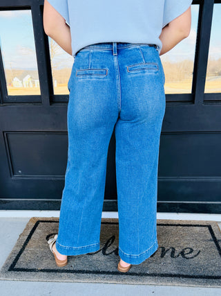 Risen What Goes Around Wide Leg Denim Jeans-Risen-Shop Anchored Bliss Women's Boutique Clothing Store