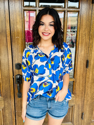 See You Soon Floral Top • Blue Mix-Umgee-Shop Anchored Bliss Women's Boutique Clothing Store