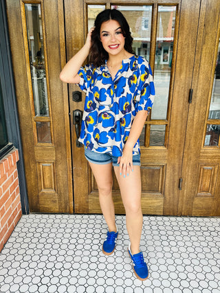 See You Soon Floral Top • Blue Mix-Umgee-Shop Anchored Bliss Women's Boutique Clothing Store