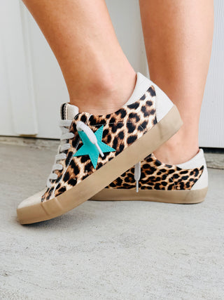 ShuShop Bold by Nature Leopard & Turquoise Star Sneakers-ShuShop-Shop Anchored Bliss Women's Boutique Clothing Store