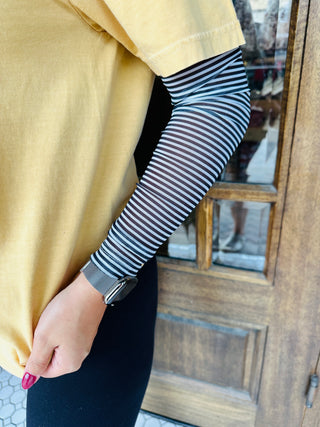 Sideline Stripes Mesh Top • Black-Brittany Carl-Shop Anchored Bliss Women's Boutique Clothing Store