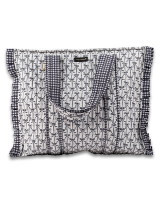 Simple Sweetness Ruffled Black & White Gingham Bow Tote-Simply Southern-Shop Anchored Bliss Women's Boutique Clothing Store