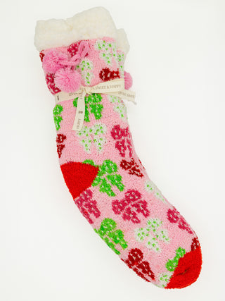 Simply Southern Coquette Polka Dot Bow Fuzzy Socks-Simply Southern-Shop Anchored Bliss Women's Boutique Clothing Store