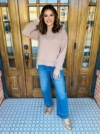 Simply Southern So Much to Say Corded Top • Tan-Simply Southern-Shop Anchored Bliss Women's Boutique Clothing Store